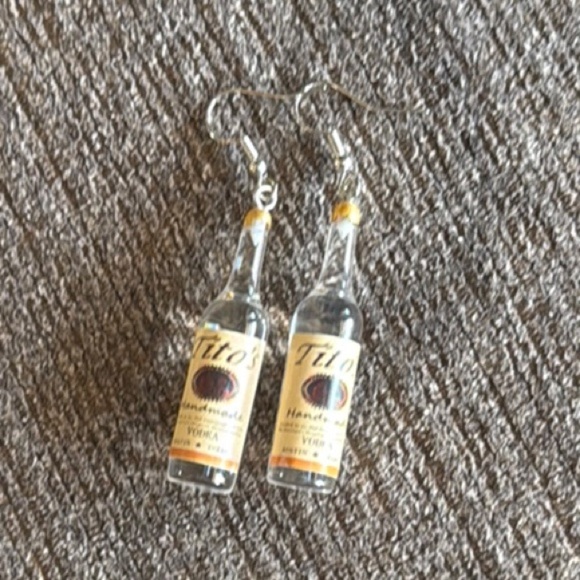 Tito's Vodka Bottle Earrings, 2.25” drop dangle, New! - Picture 1 of 5